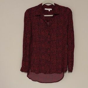 Melissa Newton animal print button down blouse size petite small